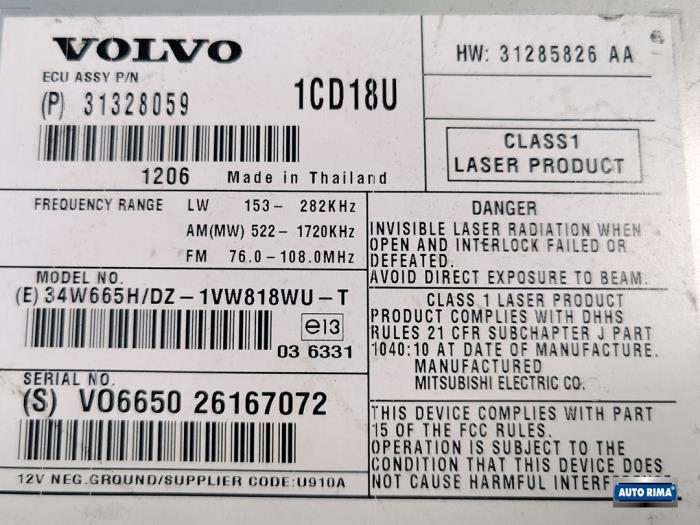 CD Speler van een Volvo V50 (MW) 1.6 D2 16V 2012