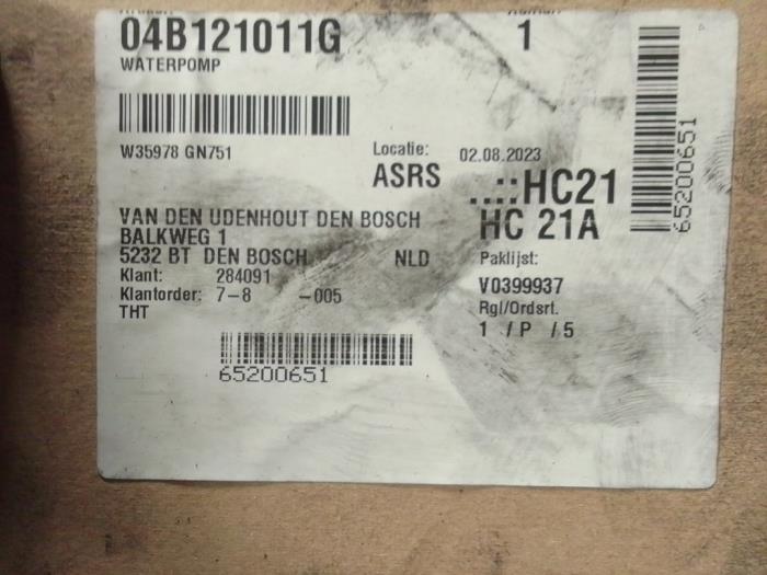 Waterpomp van een Volkswagen Polo V (6R)  2015