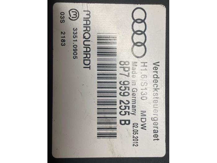 Gebruikte Cabriokap computer Audi A3 Cabriolet (8P7) Prijs op aanvraag aangeboden door Autodemontage van de Laar