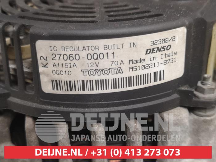 Dynamo van een Toyota Aygo (B10) 1.0 12V VVT-i 2009