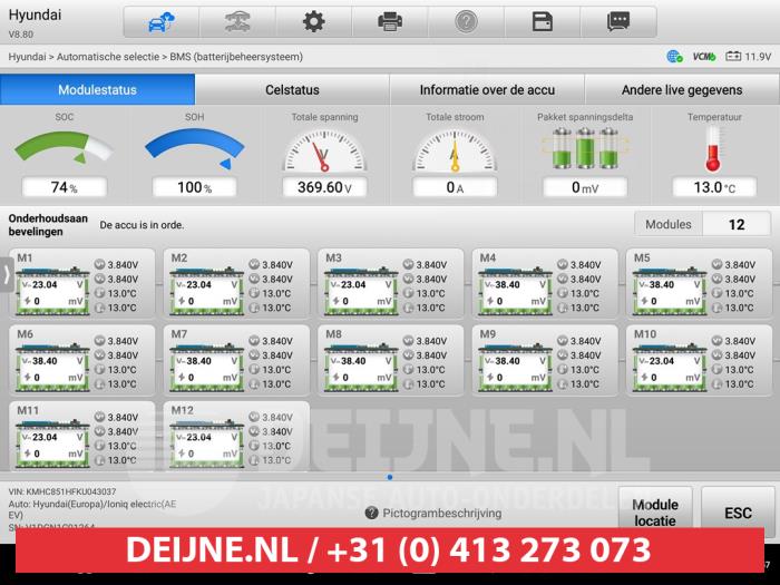 Batterij elektrische auto van een Hyundai Ioniq EV 2019