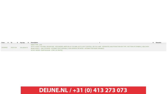 Kia EV3 Combischakelaar Stuurkolom O730139