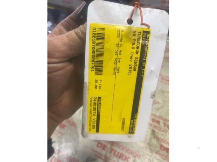 Turbodruk sensor van een Volkswagen Polo V (6R) 1.4 TDI 12V 90 2015