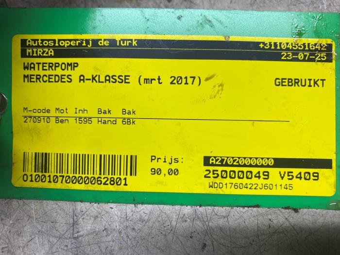 Waterpomp van een Mercedes-Benz A (W176) 1.6 A-180 16V 2017
