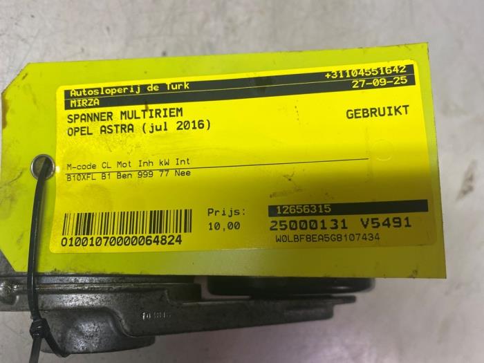 Spanner multiriem van een Opel Astra K Sports Tourer 1.0 Turbo 12V 2016