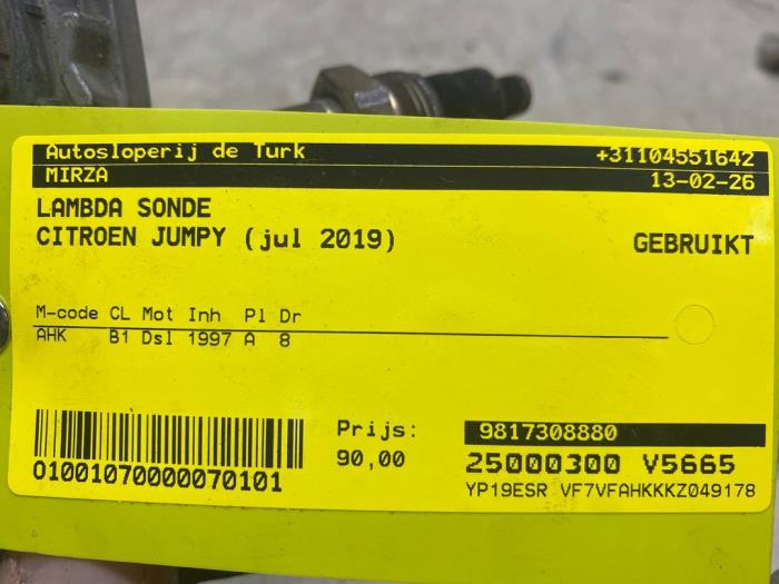 Gebruikte Lambda Sonde Citroen Jumpy 2.0 Blue HDI 120 Prijs € 108,90 Inclusief btw aangeboden door Autosloperij de Turk