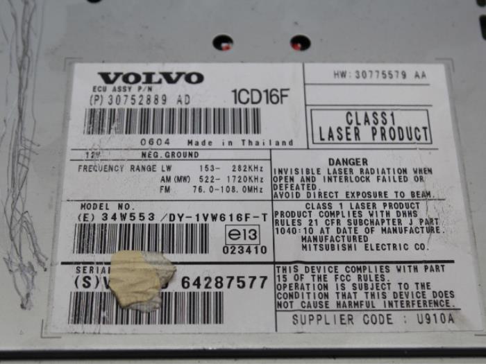 Radio CD Speler Volvo V50 1.6 D 16V - 30752889AD VOLVO