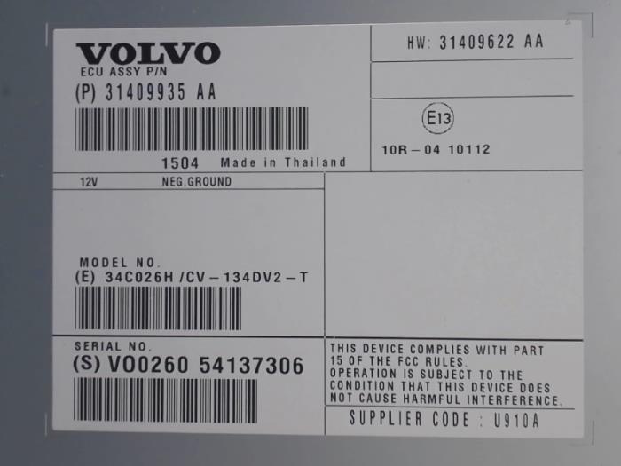 Radio versterker van een Volvo V40 2016