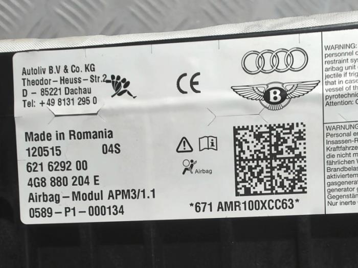 Airbag rechts (Dashboard) van een Audi A6 Avant (C7) 3.0 TDI V6 24V biturbo Quattro 2015