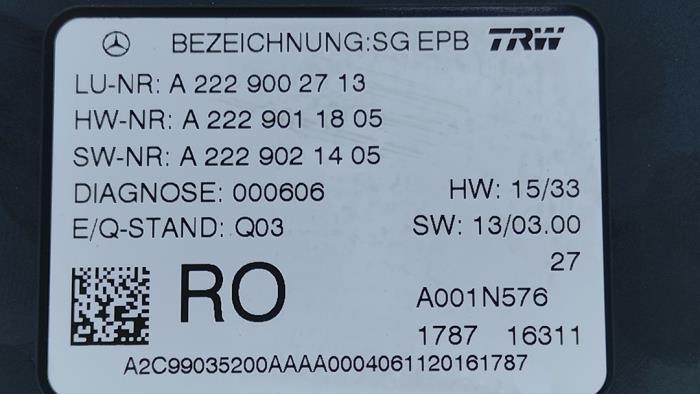 Handrem Module van een Mercedes-Benz S (222.0/222.1) 3.0 S-350 BlueTEC, S-350d 24V 2016