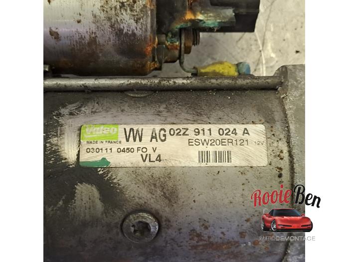 Startmotor van een Volkswagen Polo V (6R) 1.2 TDI 12V BlueMotion 2011