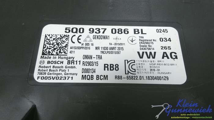 Gebruikte Computer Body Control Volkswagen Golf Prijs € 109,00 Margeregeling aangeboden door Klein Gunnewiek Autodemontage & Motorentechniek