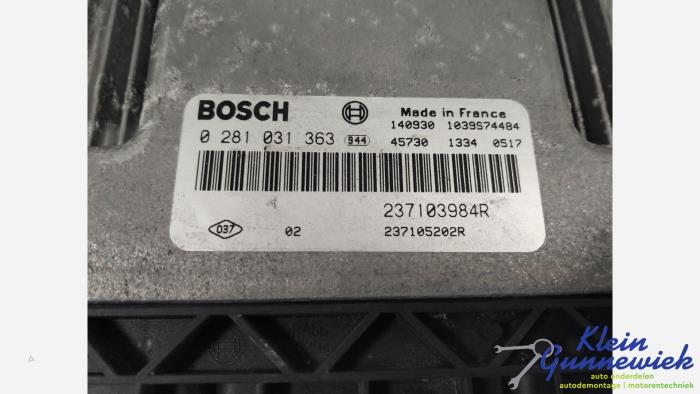 Inspuitcomputer van een Renault Trafic 2014