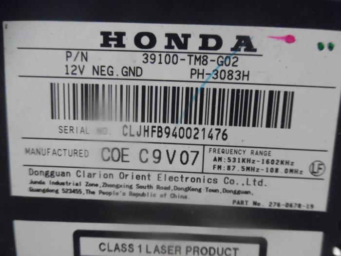 Radio CD Speler van een Honda Insight (ZE2) 1.3 16V VTEC 2011