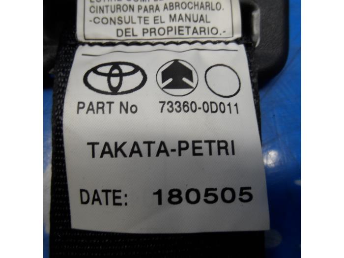 Rear seatbelt, right Toyota Yaris