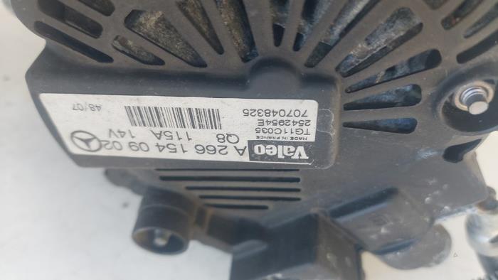 Alternator Mercedes B (W245), 2005 / 2011 1.7 B-170 16V, Hatchback, Benzine, 1.699cc, 85kW (116pk), FWD, M266940, 2005-03 / 2011-11, 245.232 (Gebruikt)