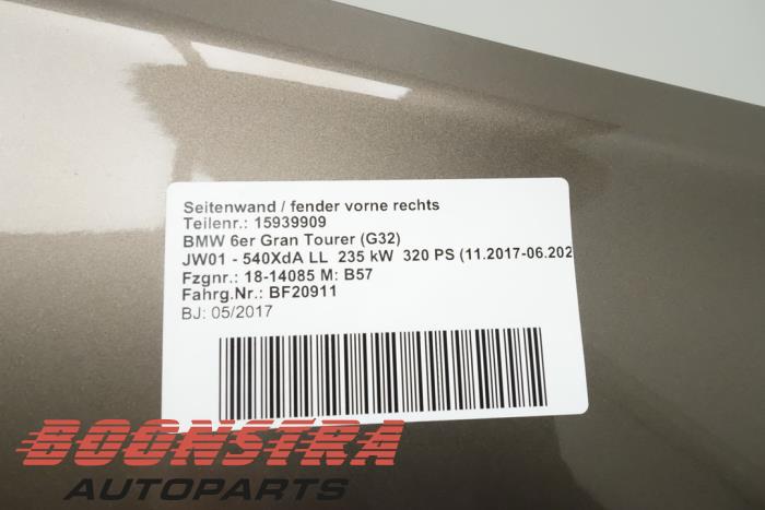 Voorscherm rechts van een BMW 6 serie Gran Turismo (G32) 640d xDrive 24V 2018