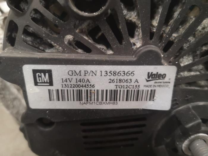 Dynamo Opel Meriva Mk.II, 2010 / 2017 1.6 CDTI 16V, MPV, Diesel, 1.598cc, 100kW (136pk), FWD, B16DTH, 2013-08 / 2017-01 (Gebruikt)