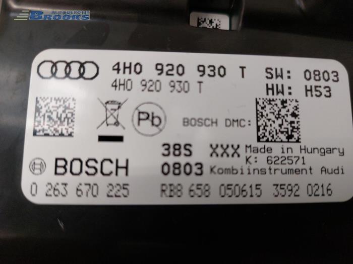 Tellerklok van een Audi A8 (D4) 4.2 TDI V8 32V Quattro 2015