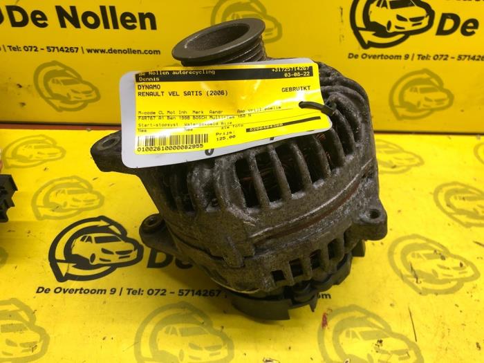 Gebruikte Dynamo Renault Vel Satis (BJ) 2.0 16V Turbo Prijs € 125,00 Margeregeling aangeboden door autodemontage denollen