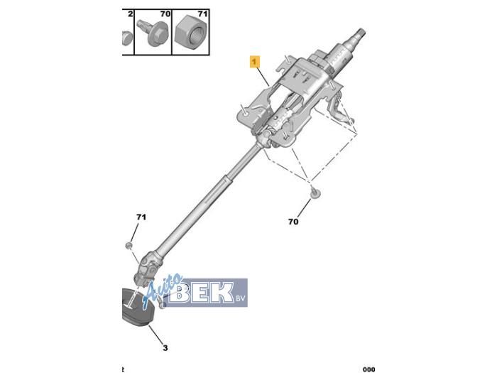 Stuurkolom compleet van een Peugeot 208 I (CA/CC/CK/CL) 1.2 Vti 12V PureTech 82 2017