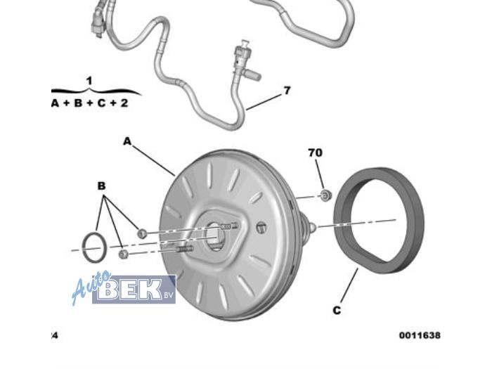 Gebruikte Rembekrachtiger Peugeot 208 II (UB/UH/UP) 1.2 Vti 12V PureTech 100 Prijs € 45,00 Margeregeling aangeboden door Auto Bek