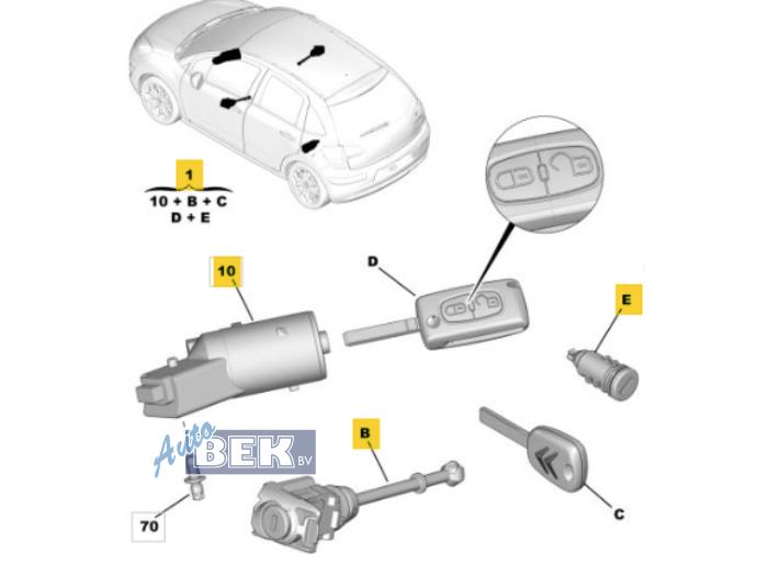 Gebruikte Kontaktslot + computer Citroen C3 (SC) 1.4 16V VTi Prijs € 35,00 Margeregeling aangeboden door Auto Bek