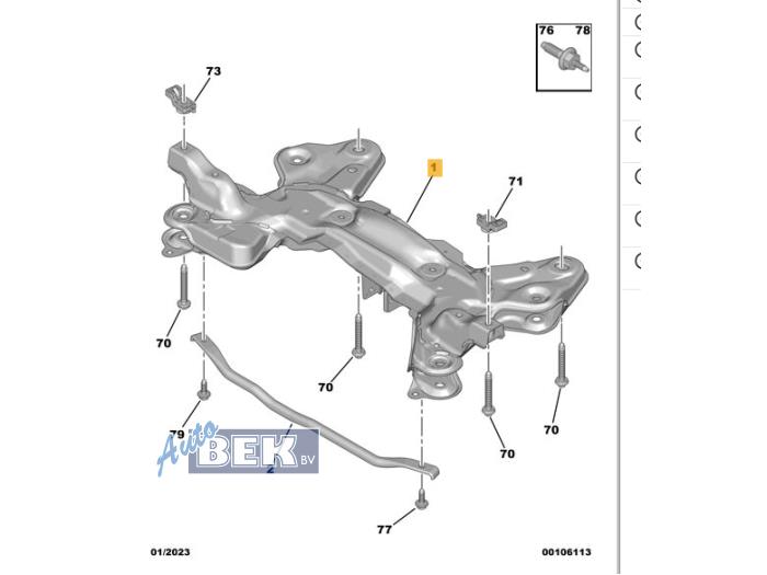 Gebruikte Subframe Citroen C3 (SX/SW) 1.2 12V e-THP PureTech 110 Prijs op aanvraag aangeboden door Auto Bek
