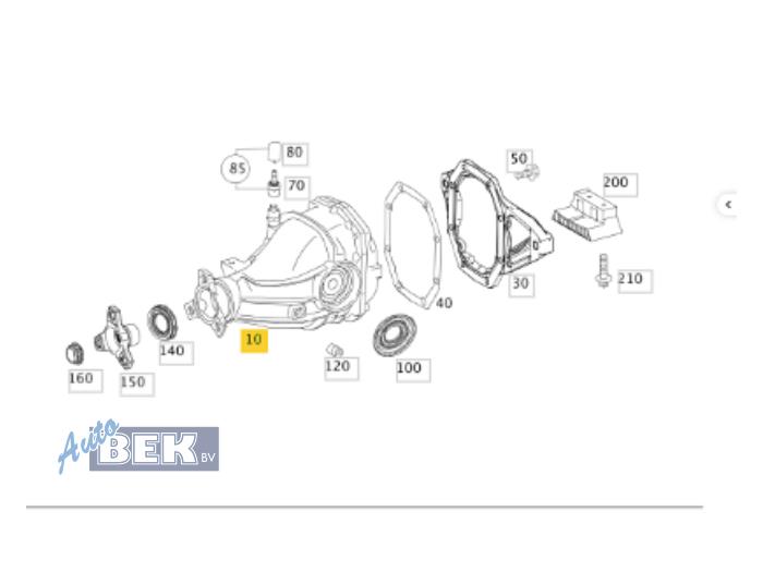 Differentieel achter Mercedes C-Klasse AMG (W204), 2008 / 2014 6.2 C-63 AMG V8 32V, Sedan, 4Dr, Benzine, 6 208cc, 336kW (457pk), RWD, M156985, 2008-02 / 2014-01, 204.077 (Gebruikt)