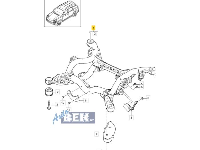 Gebruikte Subframe Porsche Cayenne II (92A) 3.0 S E-Hybrid 24V Prijs € 240,00 Margeregeling aangeboden door Auto Bek