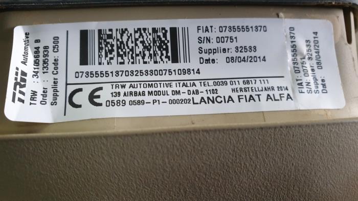 Airbag Set+Module van een Fiat Panda (312) 0.9 TwinAir 85 4x4 2015