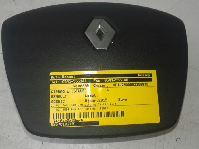 RENAULT Scenic 3 generation (2009-2015) Steering Wheel Airbag 985701921R 14603362
