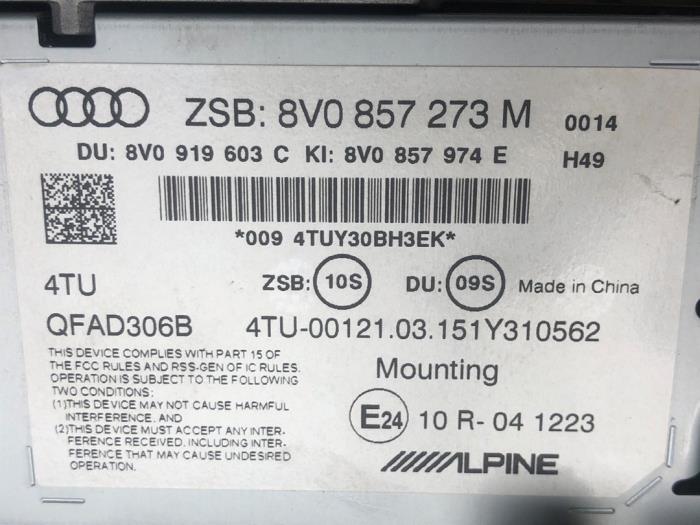 AUDI A3 8V (2012-2020) Navigation System 8V0857273M 24603681