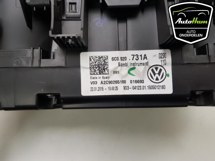 Instrumentenpaneel van een Volkswagen Polo V (6R) 1.4 TDI 12V 90 2015