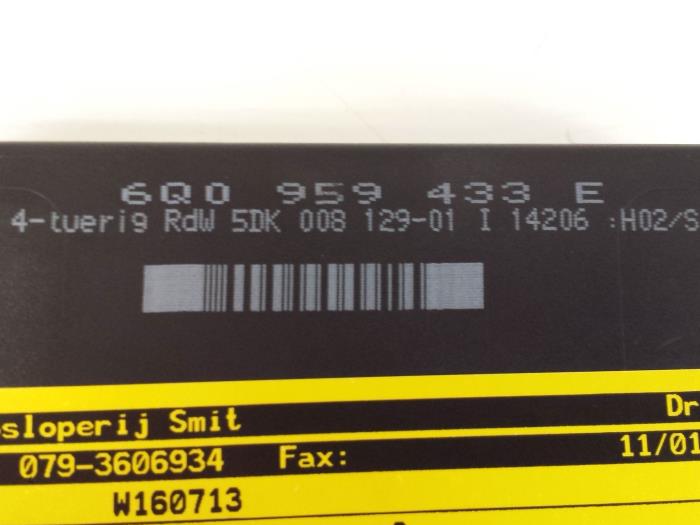 Computer Body Control van een Skoda Fabia (6Y2) 1.4 TDI 80 2006