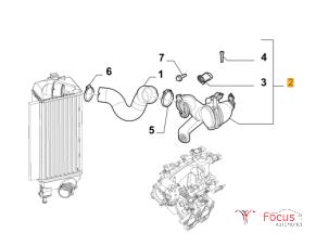 Intercooler Buis van een Fiat 500 (312) 0.9 TwinAir 85 2015