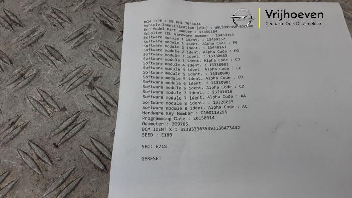 Module Bodycontrol van een Opel Meriva (B) 1.4 Turbo 16V ecoFLEX 2014