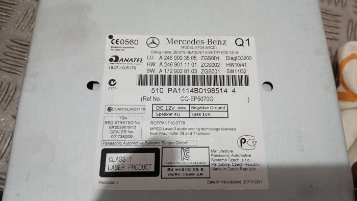 Navigatie Systeem van een Mercedes-Benz B (W246) 1.8 B-200 CDI BlueEFFICIENCY 16V 2012