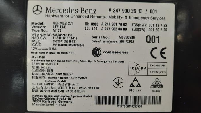 Communicatie module van een Mercedes-Benz GLE (V167) 400d 2.9 4-Matic 2021