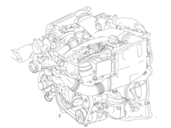 Motor van een Mercedes-Benz Sprinter 3,5t (907.6/910.6) 319 CDI 3.0 V6 24V RWD 2021