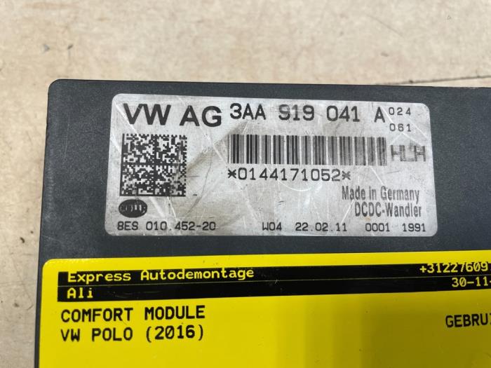 Comfort Module van een Volkswagen Polo V (6R) 1.0 12V BlueMotion Technology 2016