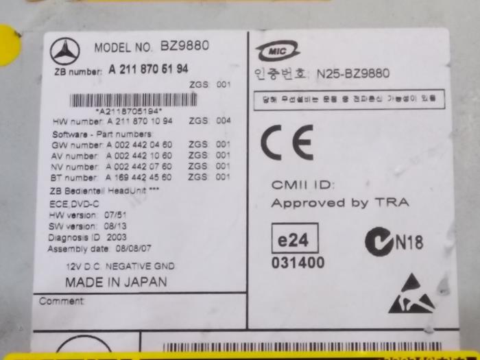 Radio Mercedes E-Klasse