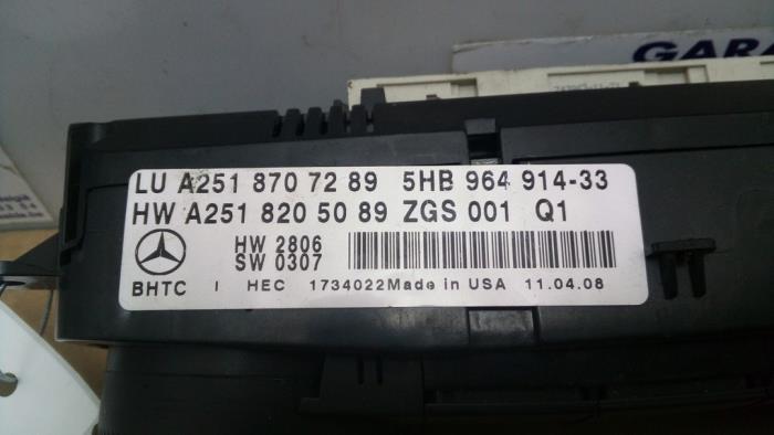 Panneau de commandes chauffage Mercedes R-Klasse