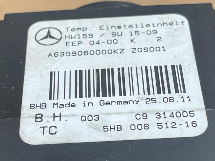 Panneau de commandes chauffage Mercedes Vito