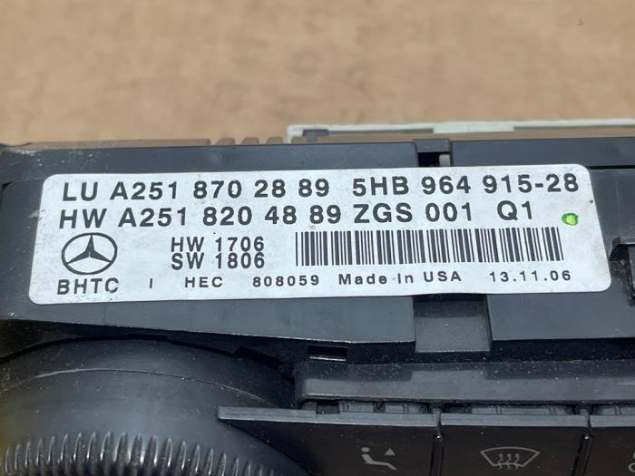 Heater control panel Mercedes R-Klasse