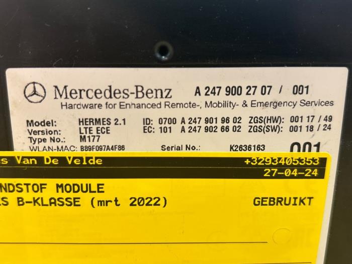 Module brandstof ADM van een Mercedes-Benz B (W247) 1.3 B-200 Turbo 16V 2022