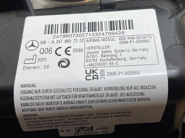 Airbag rechts (Dashboard) Mercedes GLA