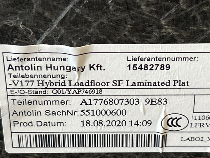 Kofferbak Mat Mercedes A-Klasse