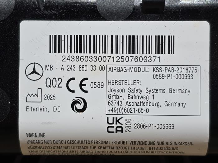 Poduszka powietrzna prawa (deska rozdzielcza) Mercedes EQB