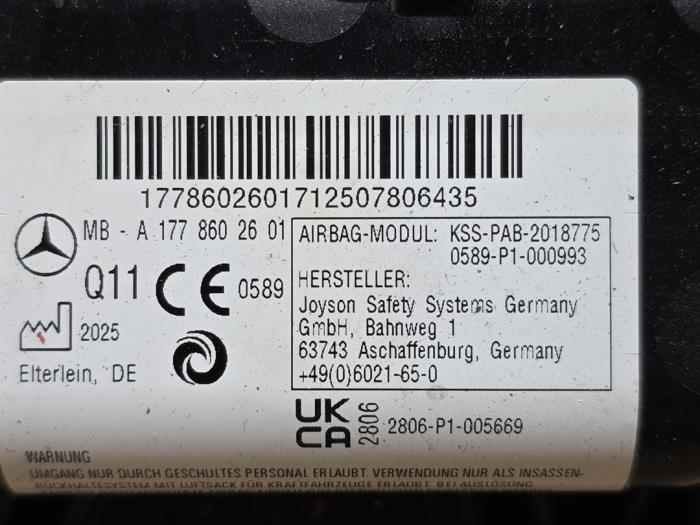 Right airbag (dashboard) Mercedes CLA